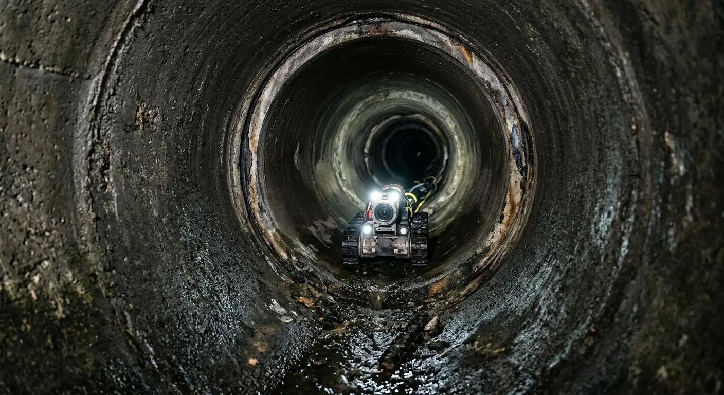 Robotic sewer camera inspecting pipe interior for Sewer Line Repair in Millburn